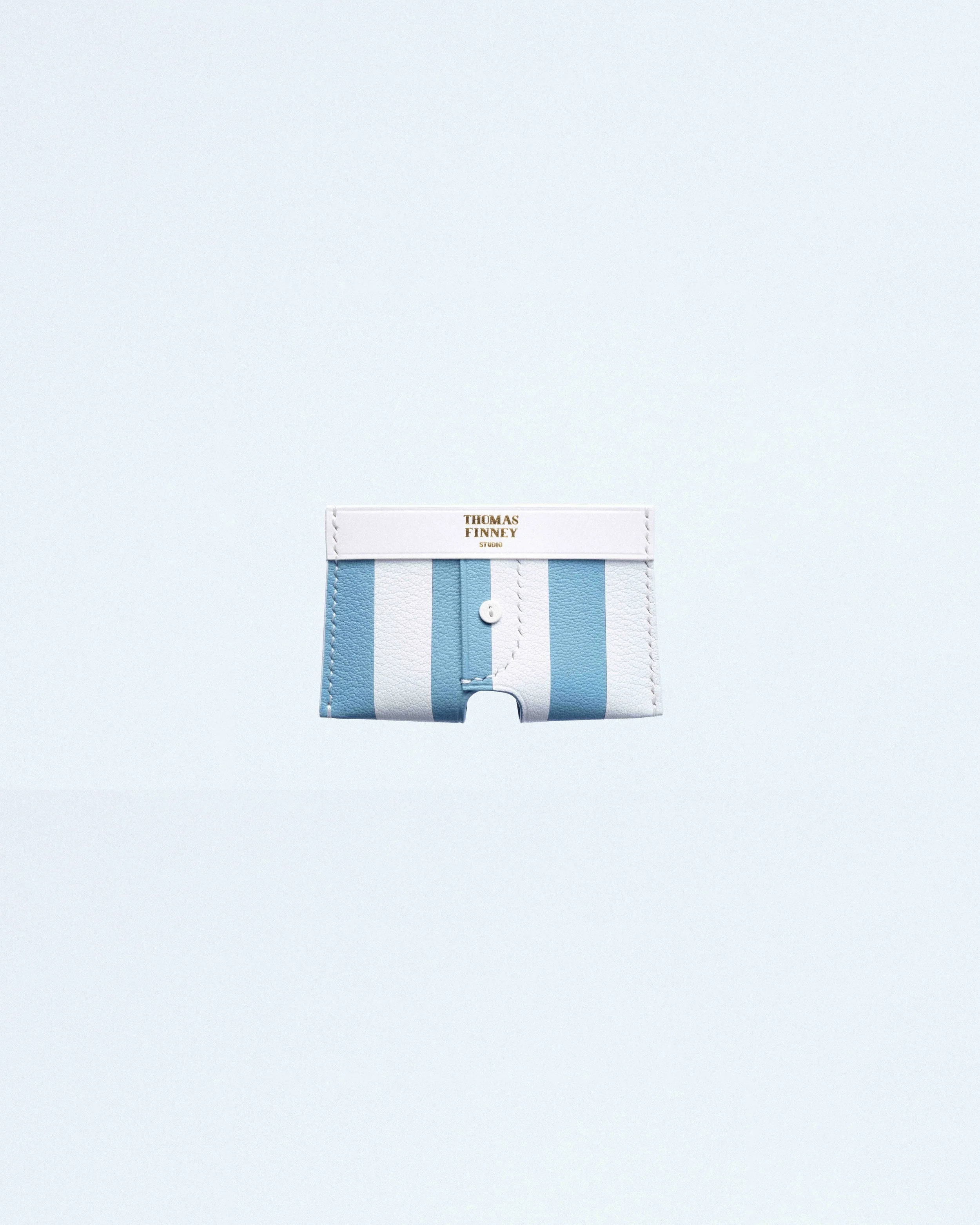 Boxer Card Case in Blue  Stripe Chevre