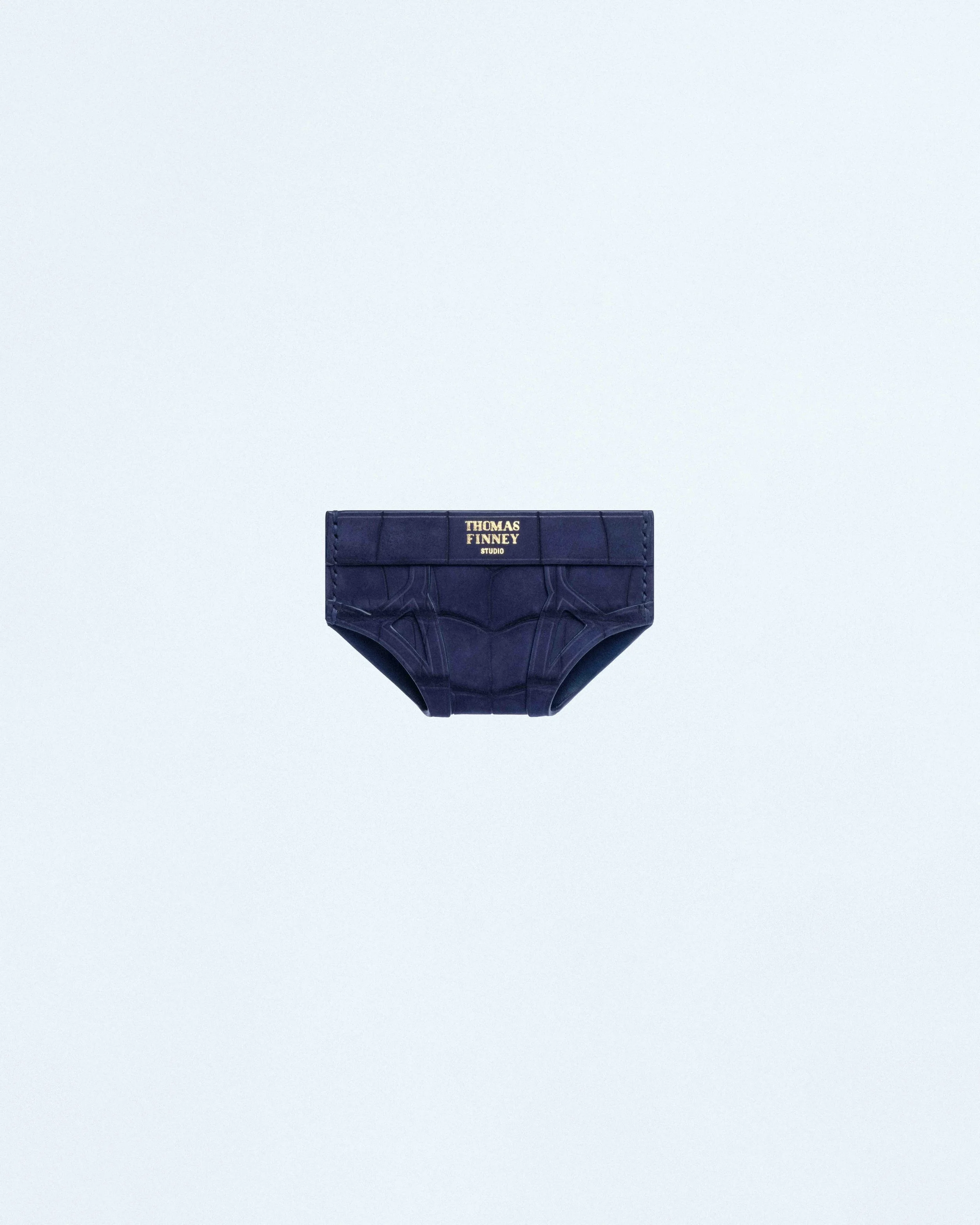 Brief Card Case in Blue Suede Crocodile