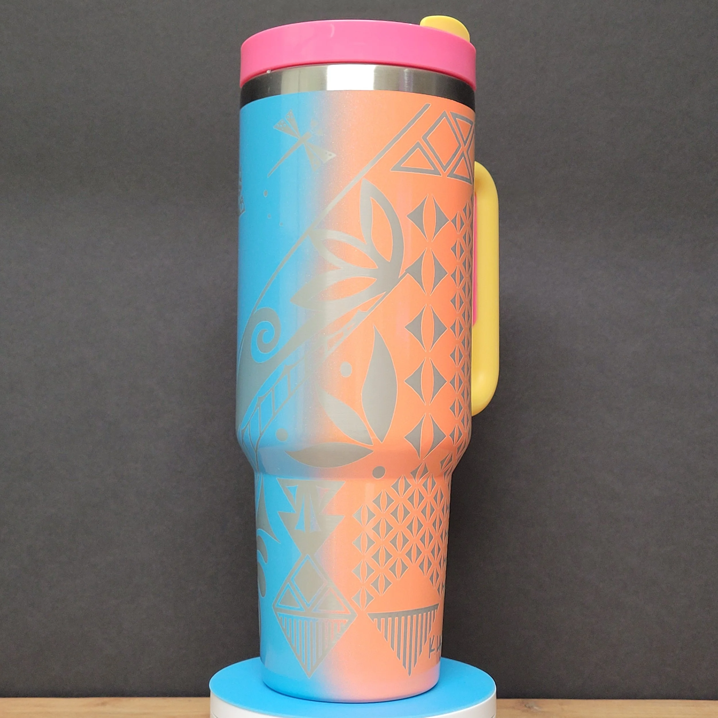 Fairyland Pink Pueblo Dragonfly Pottery Full Wrap