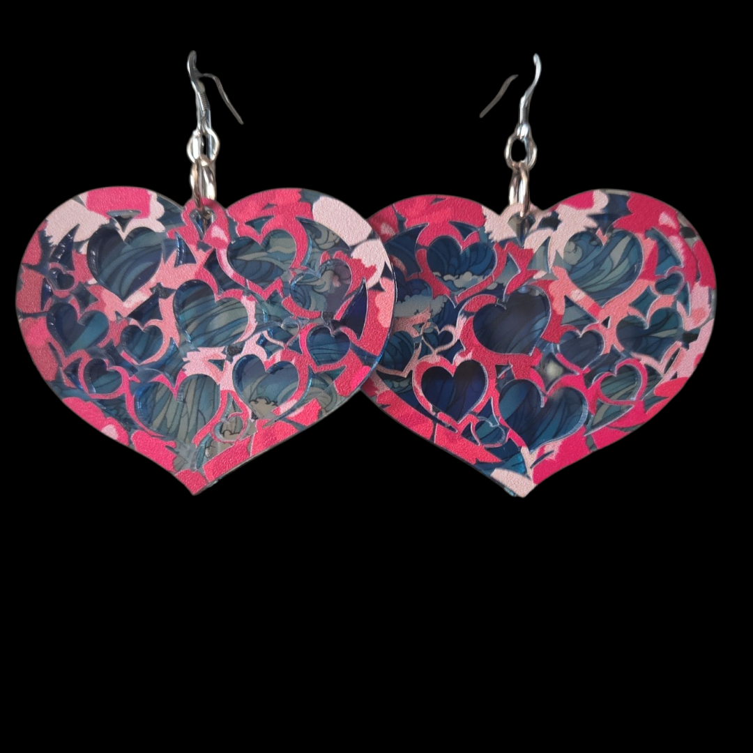 Overlayed Floral Hearts in Hearts