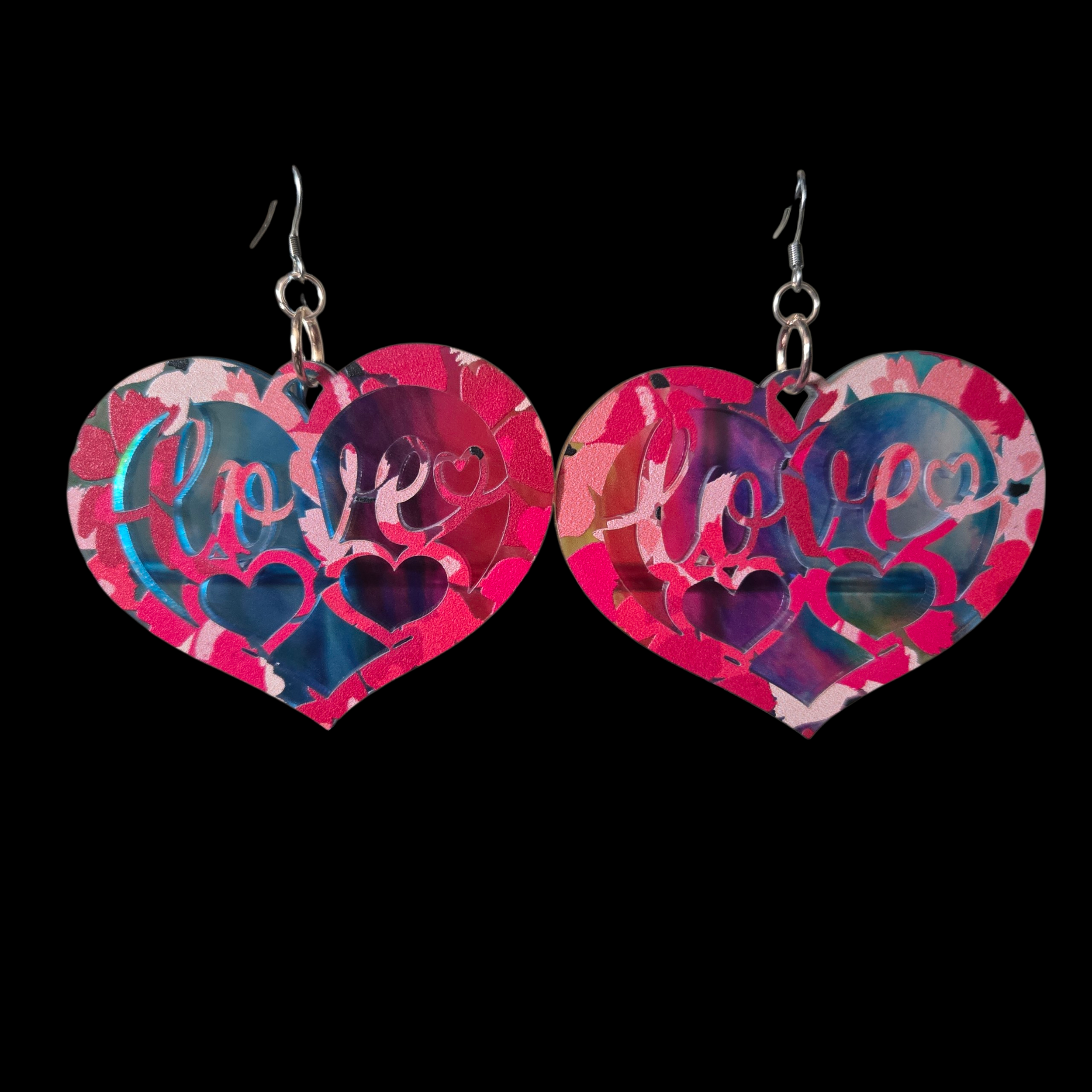 Overlayed Floral Hearts in Love