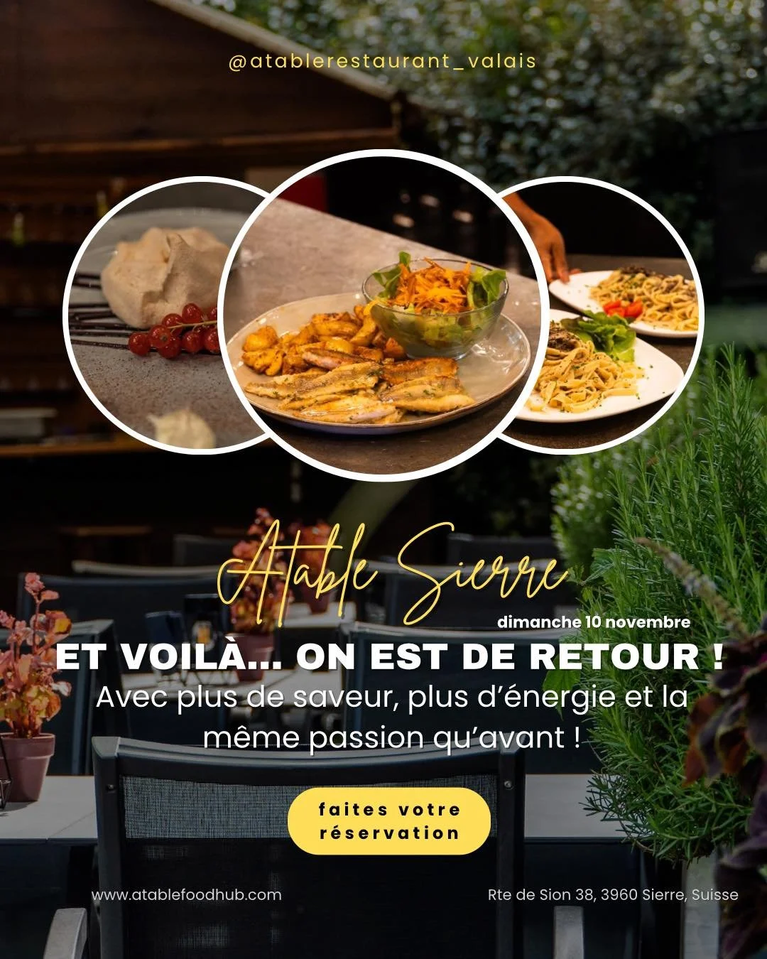 Nous sommes de retour avec encore plus de saveurs, plus d&rsquo;&eacute;nergie et toujours la m&ecirc;me passion ! 

Votre table pr&eacute;f&eacute;r&eacute;e vous attend, avec de nouveaux plats, une ambiance renouvel&eacute;e et cette touche sp&eacu