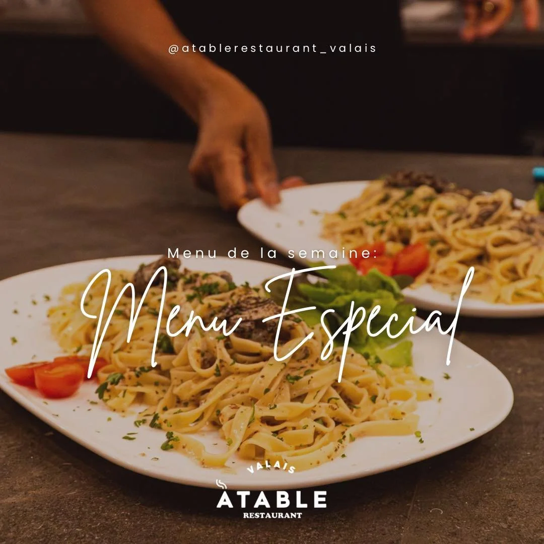 Menu de la semaine chez &Agrave; Table 
De mardi &agrave; vendredi, laissez-vous tenter par les saveurs uniques pr&eacute;par&eacute;es avec passion par notre chef 👨🏽&zwj;🍳
Des plats faits maison, des produits frais, et une ambiance chaleureuse au