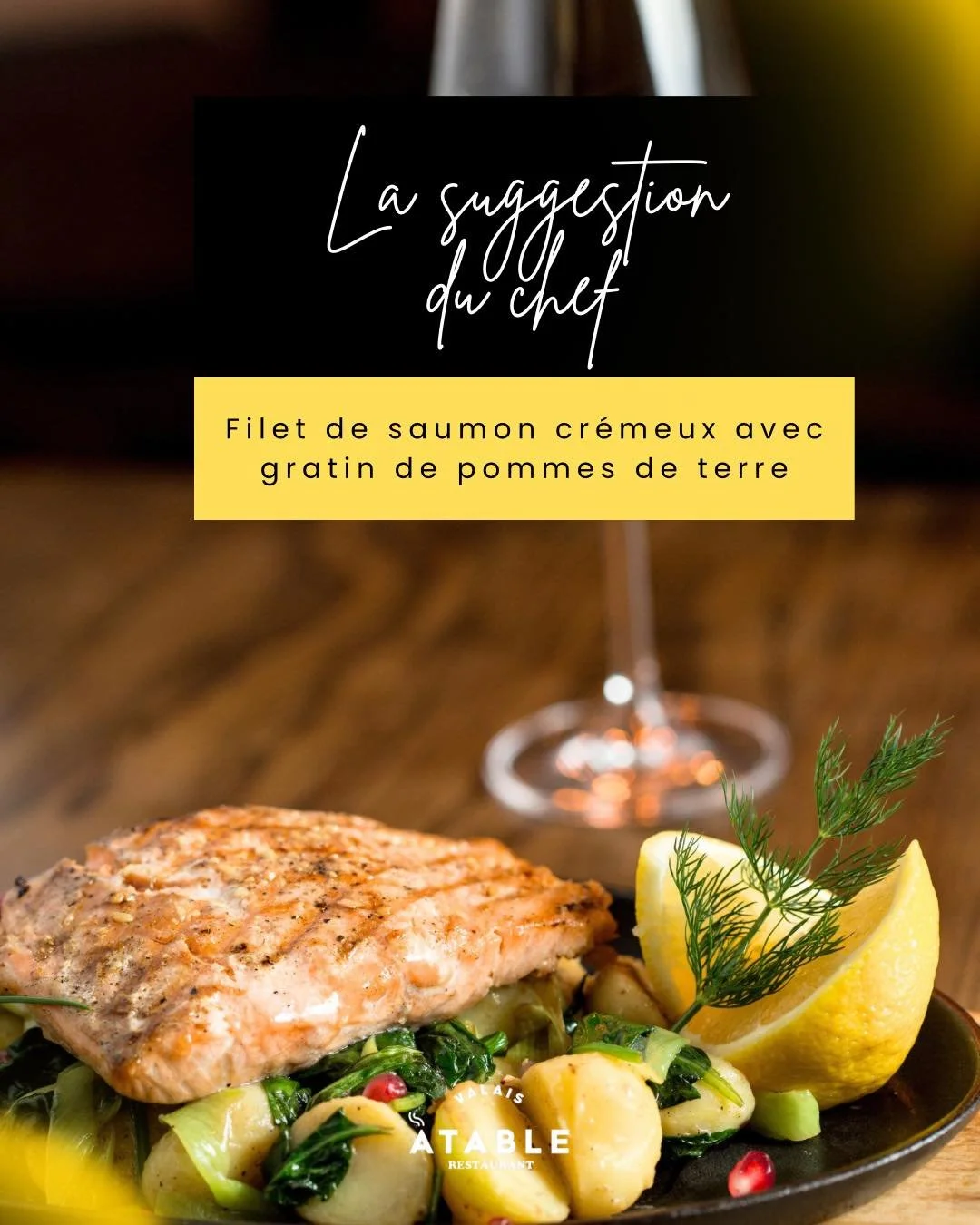 Notre chef vous propose une suggestion irr&eacute;sistible : Filet de saumon cr&eacute;meux avec gratin de pommes de terre une combinaison qui r&eacute;chauffe le c&oelig;ur et transforme votre pause de midi en un vrai moment de plaisir.

Venez savou