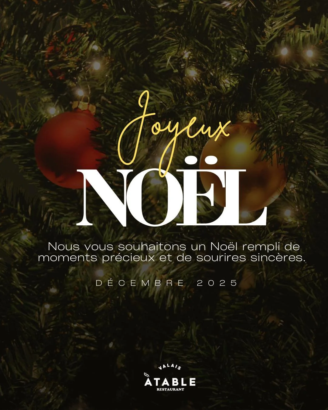 Joyeux No&euml;l &agrave; vous 

En cette p&eacute;riode si particuli&egrave;re, nous tenons &agrave; vous dire merci.

Merci pour chaque visite, chaque sourire partag&eacute;, chaque moment pass&eacute; autour de notre table.

Vous &ecirc;tes bien p