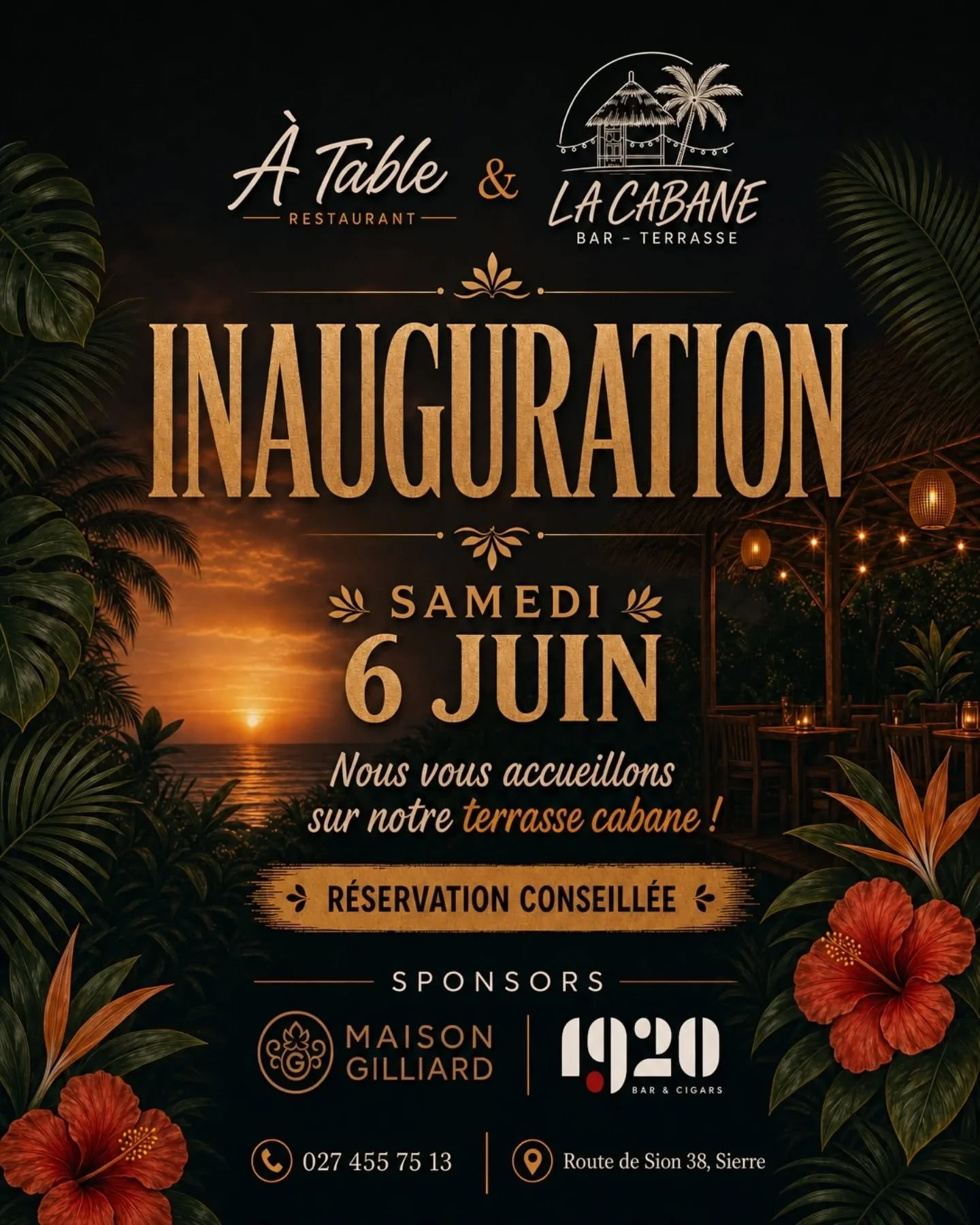 C&rsquo;EST LE GRAND JOUR ! 🥳🔥

Le samedi 6 juin, on sort le grand jeu pour l&rsquo;inauguration officielle de notre restaurant &Agrave; Table et de notre toute nouvelle terrasse La Cabane ! 🌴☀️

Venez f&ecirc;ter &ccedil;a avec nous dans une ambi