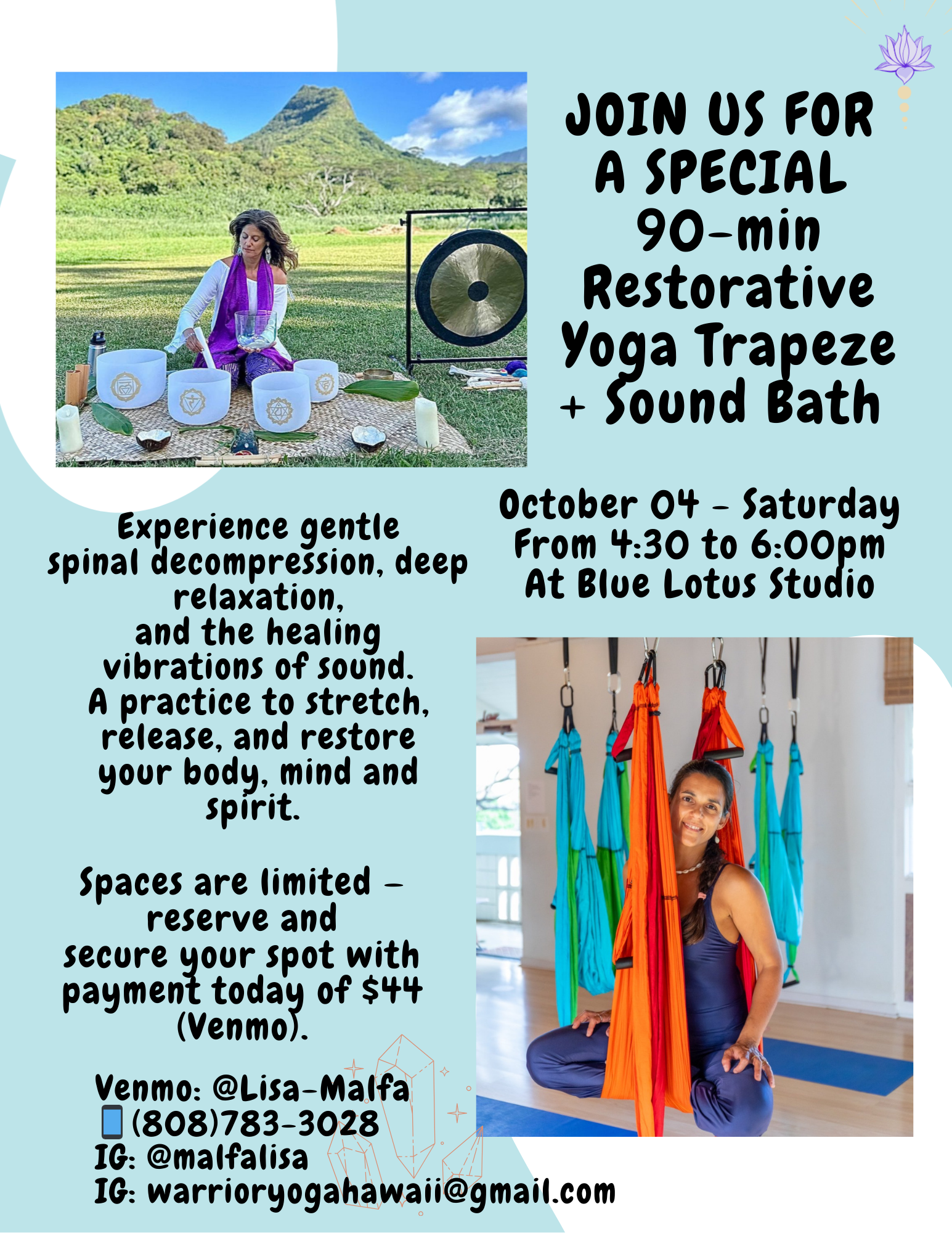 90-min Restorative Yoga Trapeze + Sound Bath 