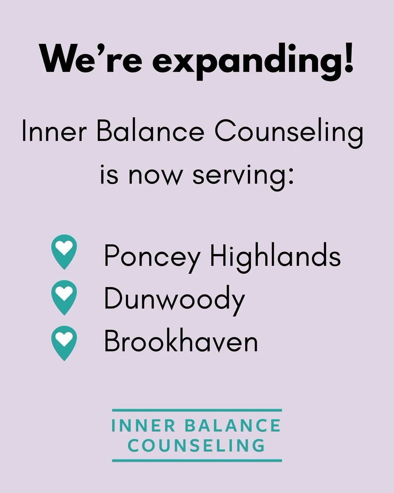 Exciting news! Our practice is opening a new satellite office in Dunwoody.

👉 Live nearby? This new location might be the perfect spot to begin your journey with us.
👉 Current clients of Lauren Taylor: you&rsquo;ll now have the choice to meet with 