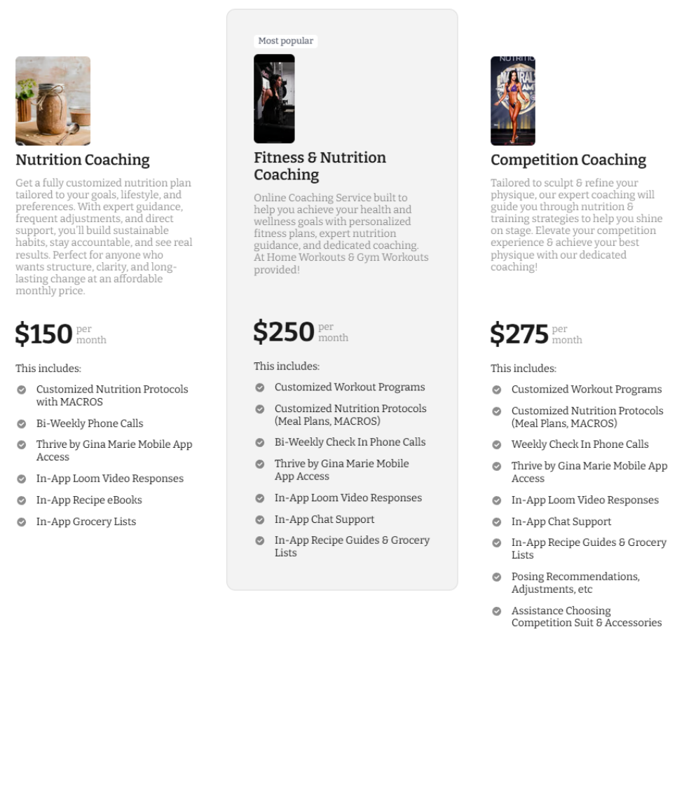 Fitness Nutrition Coaching Services