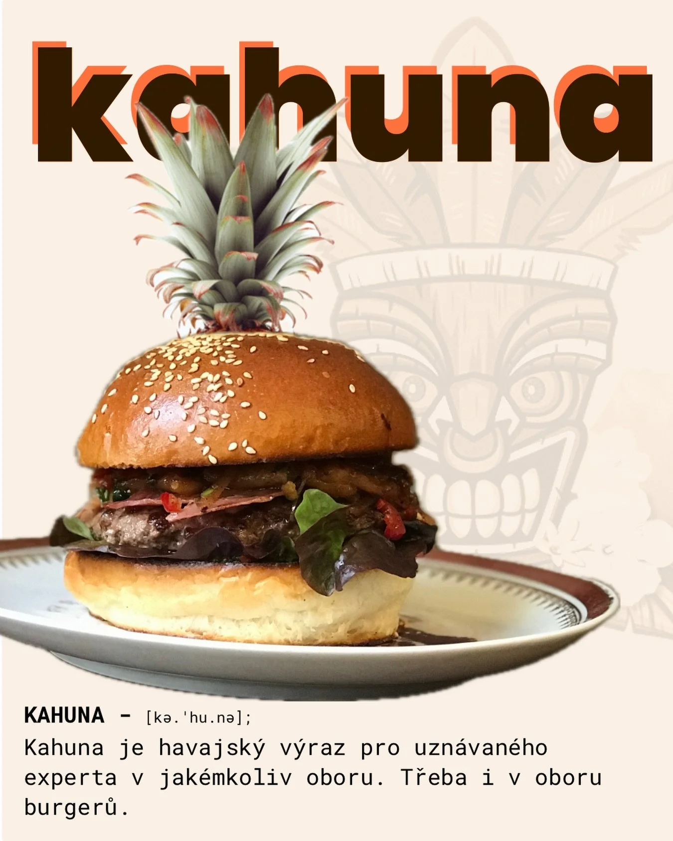 2012 ➡️ 2026. Kahuna se vrac&iacute;!🏝️
Tenhle burger je definice experta na chuť. Kombinace, kterou milujete už od na&scaron;eho otevřen&iacute;:
🥩 160g hověz&iacute;ho &amp; serrano &scaron;unka
🧀 &Scaron;panělsk&eacute; Manchego
🌶️ Ananasov&aa