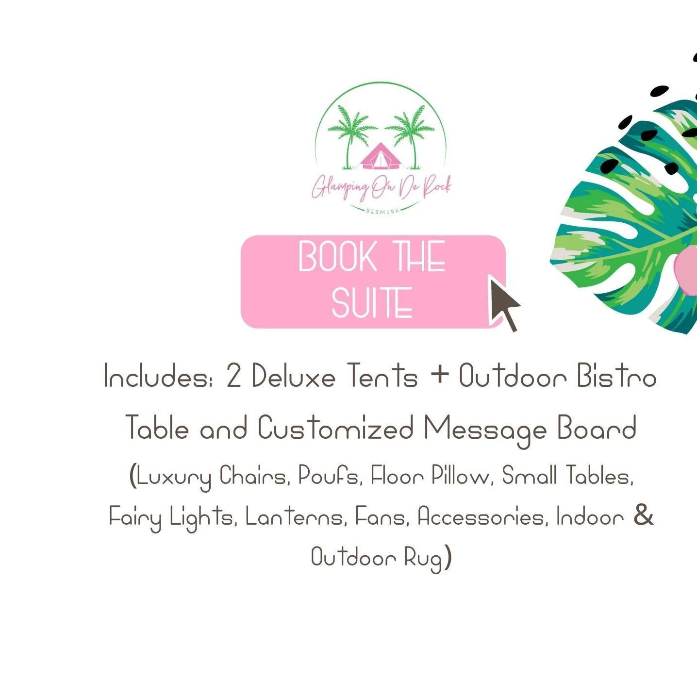 What's included in our Glamping Suite? Here's a list 🗒️ that's also customizable for your Glamping needs 😁⛺ We want you to have the BEST experience with us!⁠
⁠
💻 www.glampingonderock.com or click the link in our bio!⁠
⁠
📞 Call us on 1-441-705-155