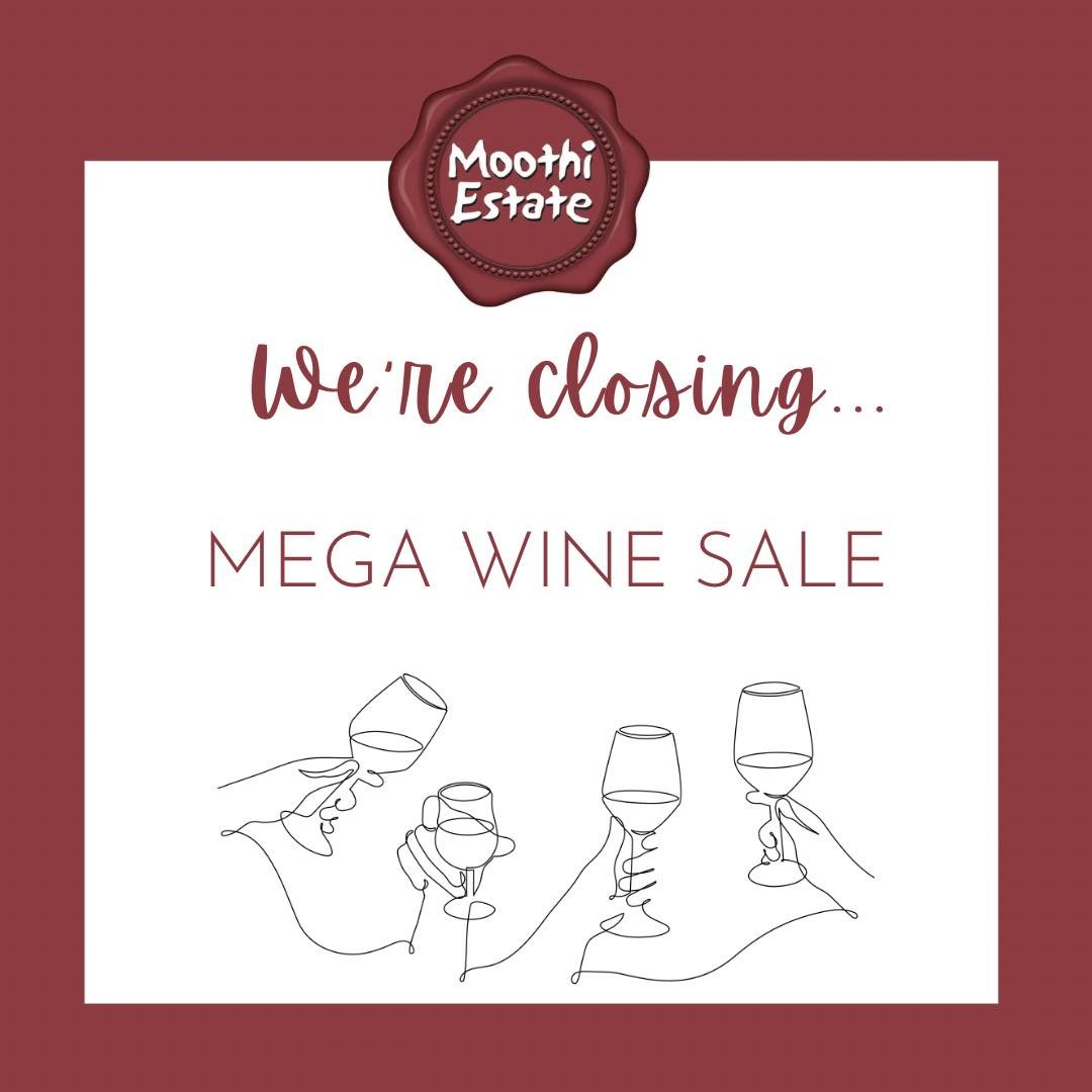CLOSING DOWN SALE | Our final weeks of trade are upon us - and we&rsquo;re going out with one hell of a wine sale! Swipe for all the specials, including 25% off all six-packs &amp; dozens, $220 straight dozens &amp; mega sales on our Moothi Rocks ble