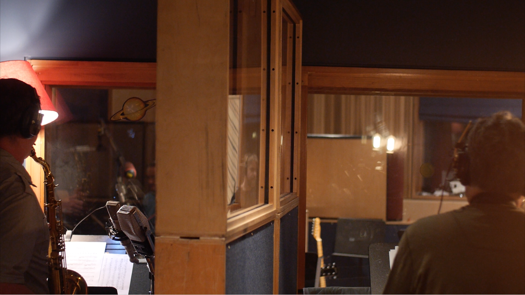 Tony Malaby and Chris Cheek, SuperBigmouth recording session, Brooklyn, NY November 2017. photo credit: Bradley Rosen