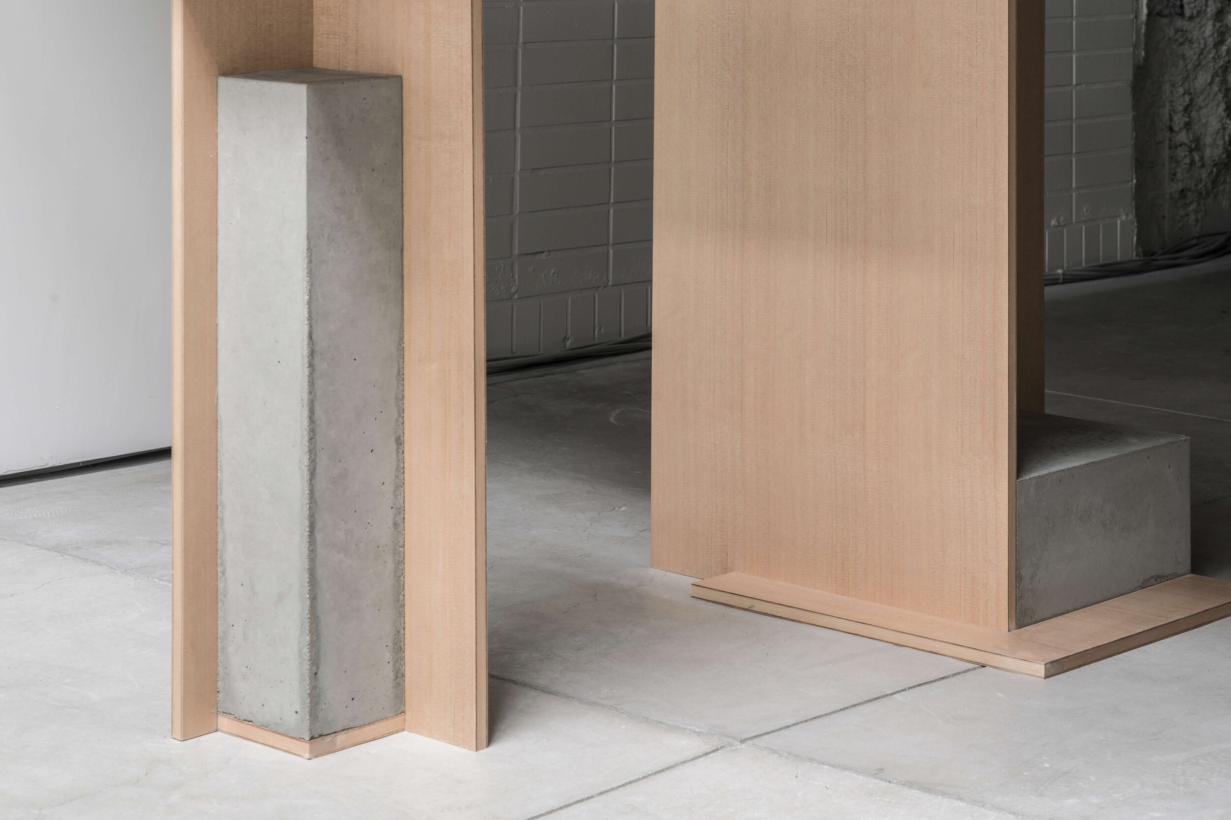  A detail of concrete-made display table designed by Yusuke Seki Studio for Bang &amp; Olufsen Pop-up Store in Kyoto.  