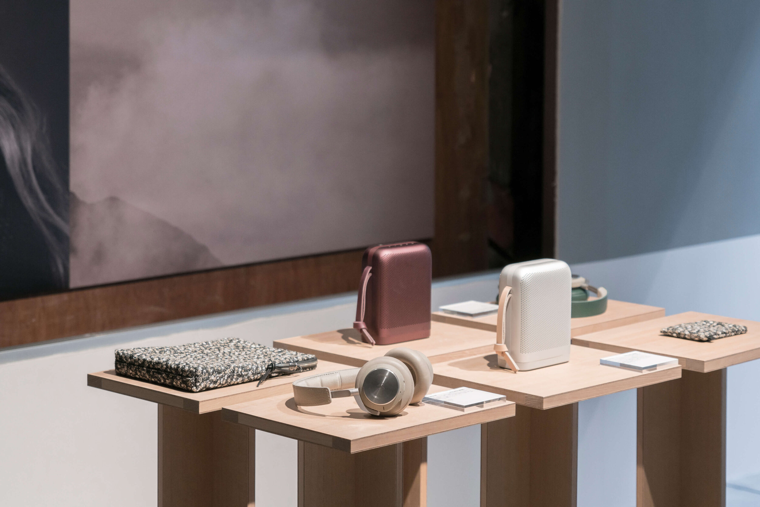  A detail of display table designed by Yusuke Seki Studio for Bang &amp; Olufsen Pop-up Store in Kyoto.  