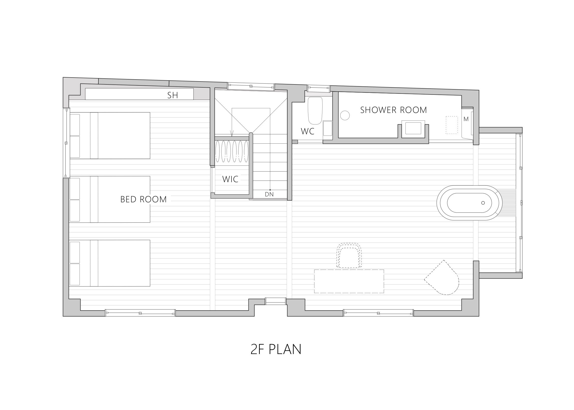  1st floor plan of ISLAND LIVING designed by Hiroyuki Ogura/DRAWERS. 