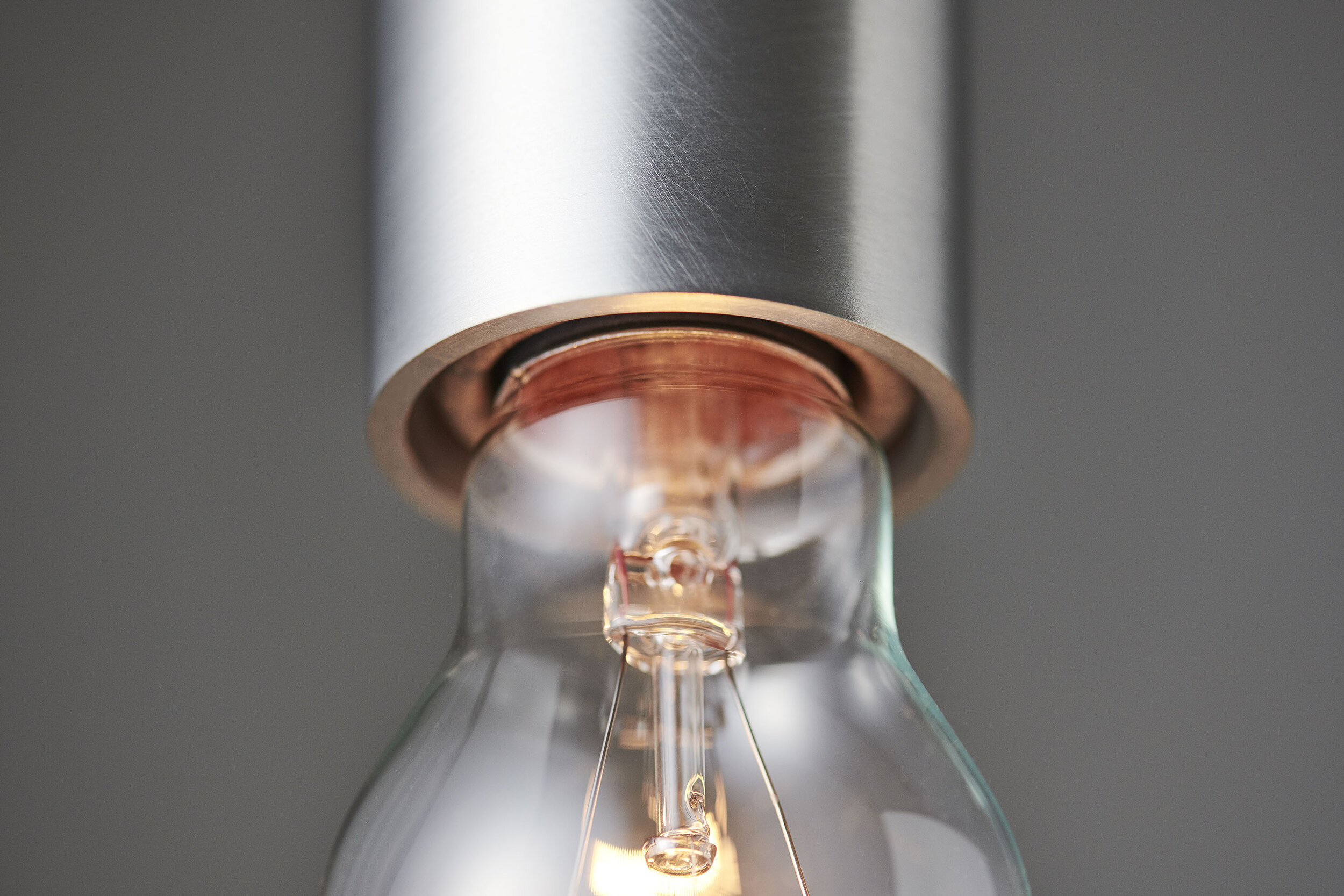 Tin coated brass pendant light BULLET TIN by NEW LIGHT POTTERY 