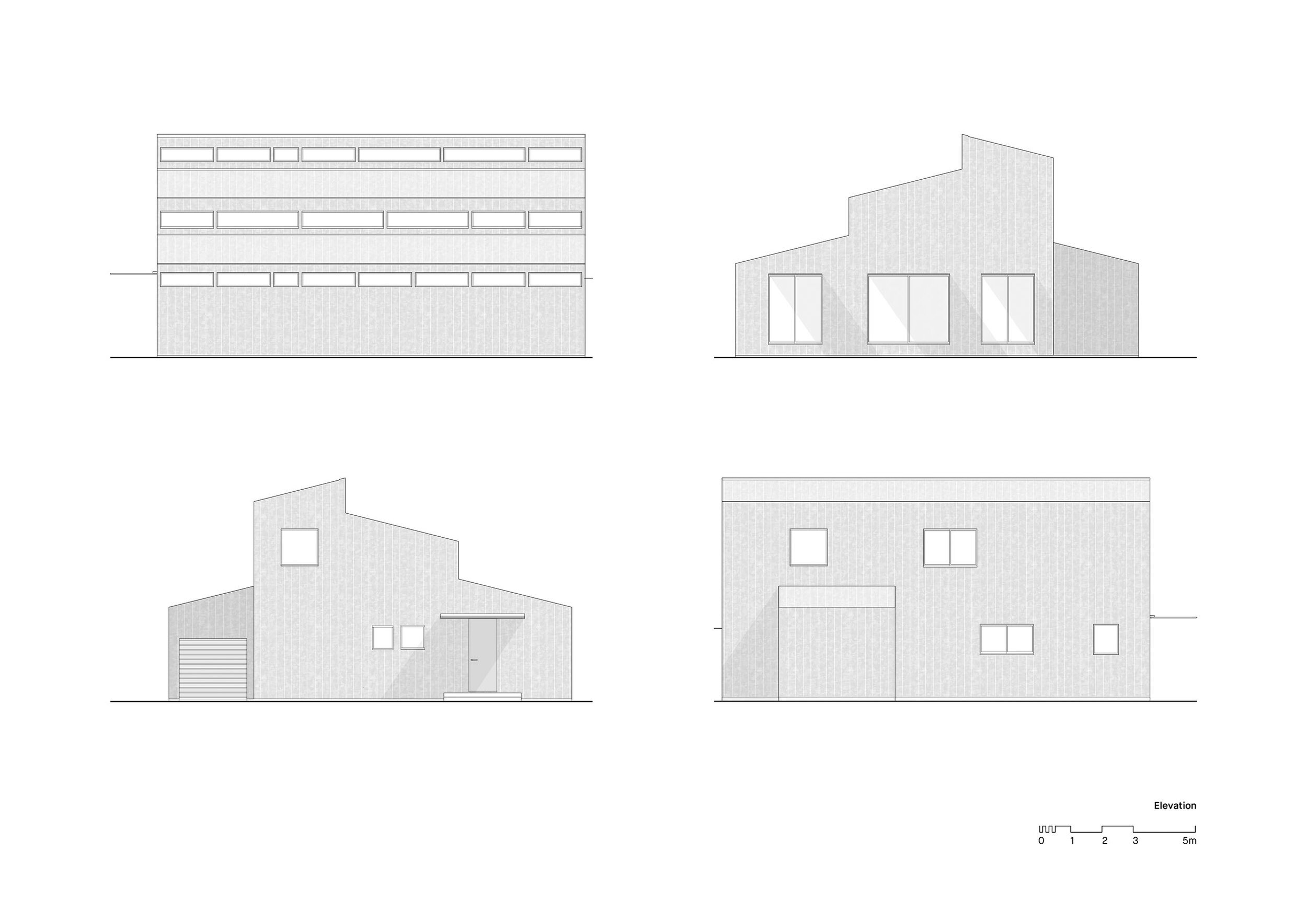  2id Architectsの岡田宰 Tsukasa Okada がデザインした住宅 Dan Dan Dan Houseの立面図 