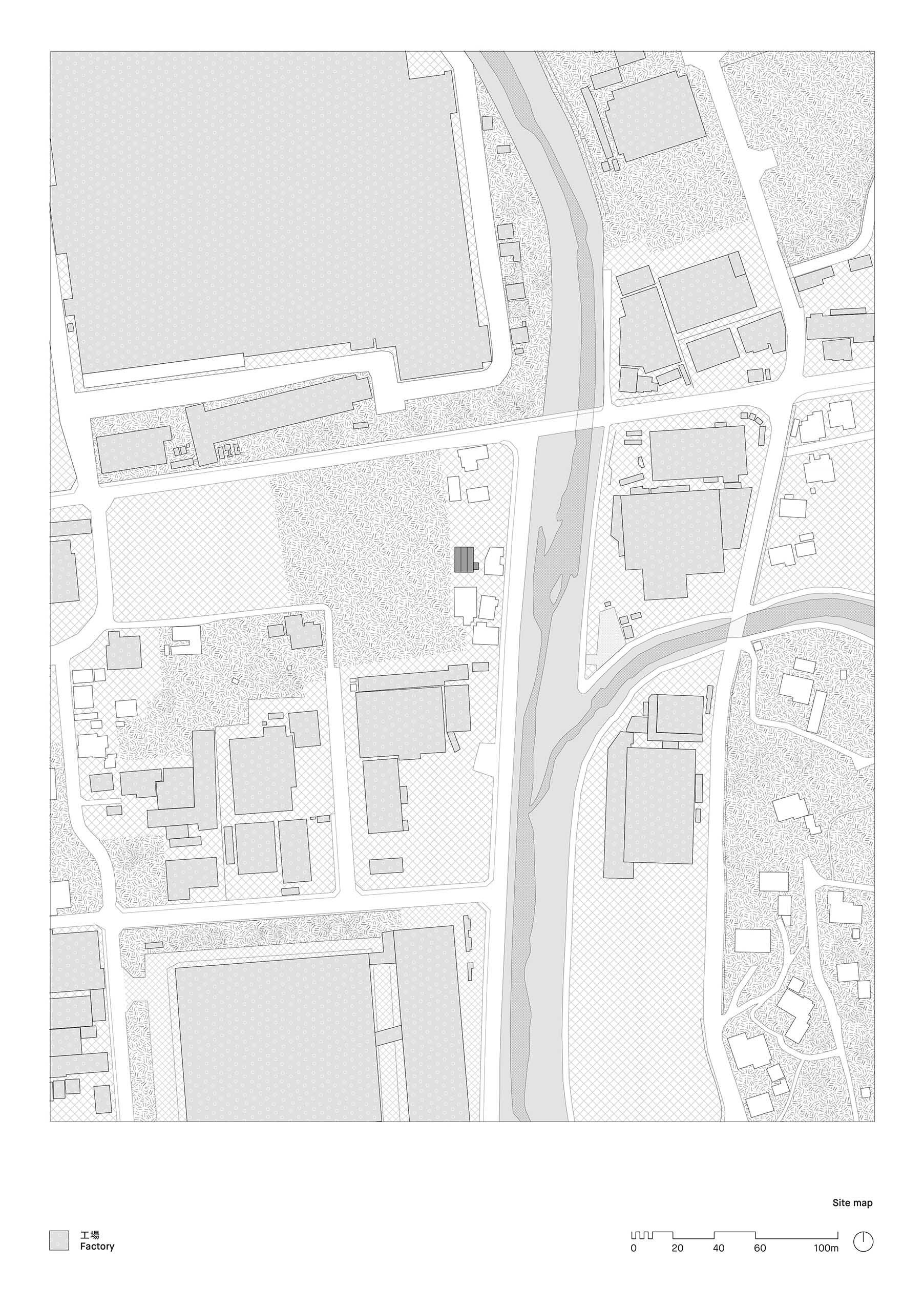  2id Architectsの岡田宰 Tsukasa Okada がデザインした住宅 Dan Dan Dan Houseの配置図 