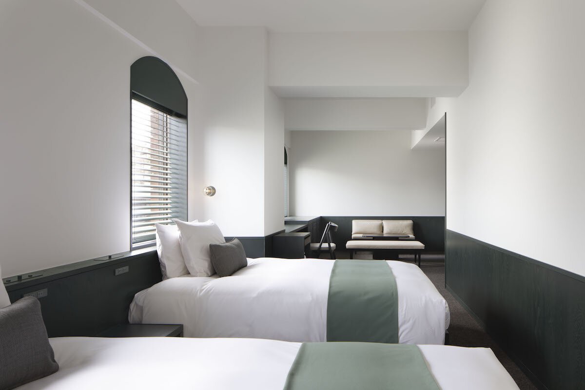 bed room design of DDD HOTEL designed by Case-Real in Tokyo Japan
