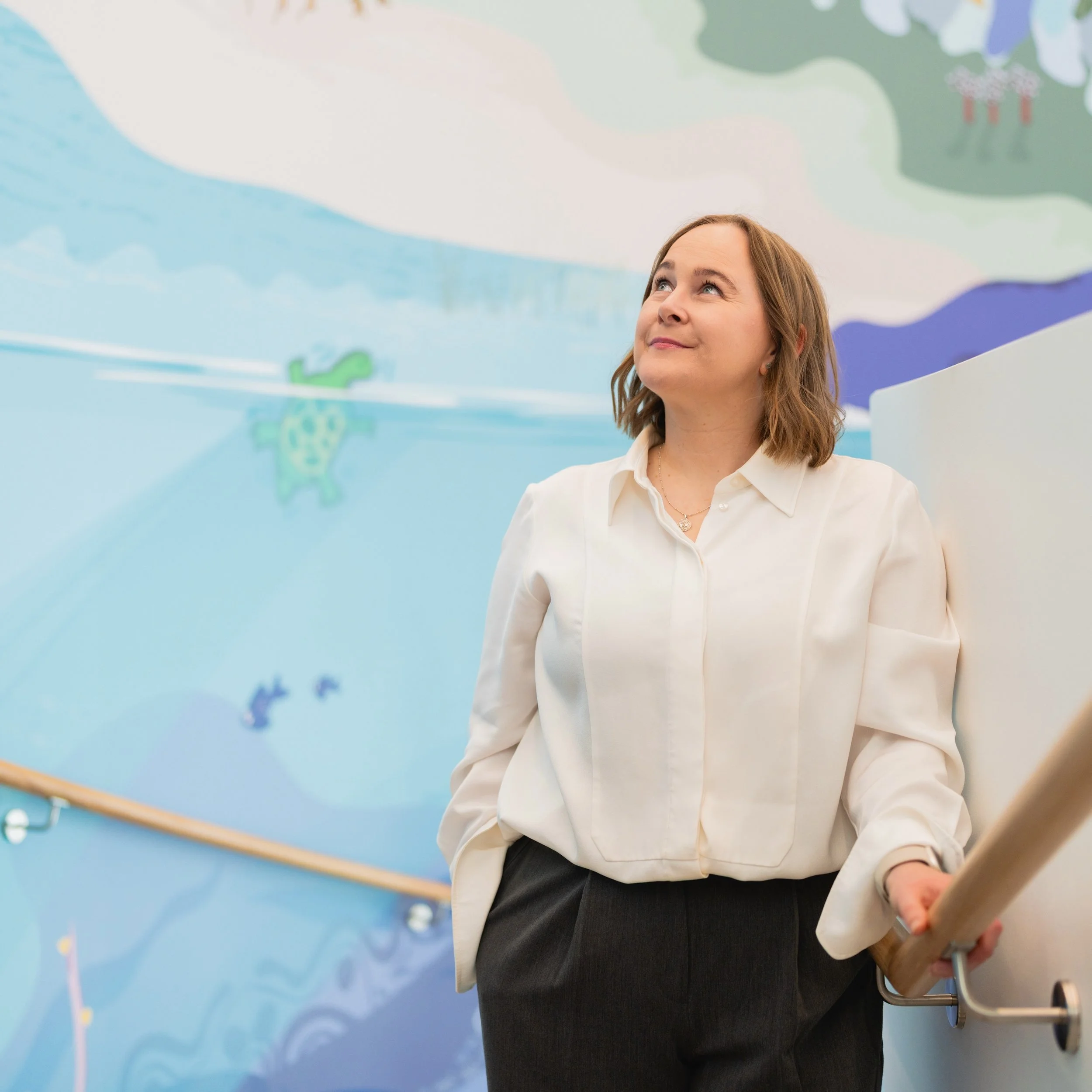 Standing in the stairwell at @westmeadkids.

As the artist of this work, the intent was never to explain the artwork but to make people feel something in this children&rsquo;s hospital before they have the words. If they ever even do.

Trying to do t