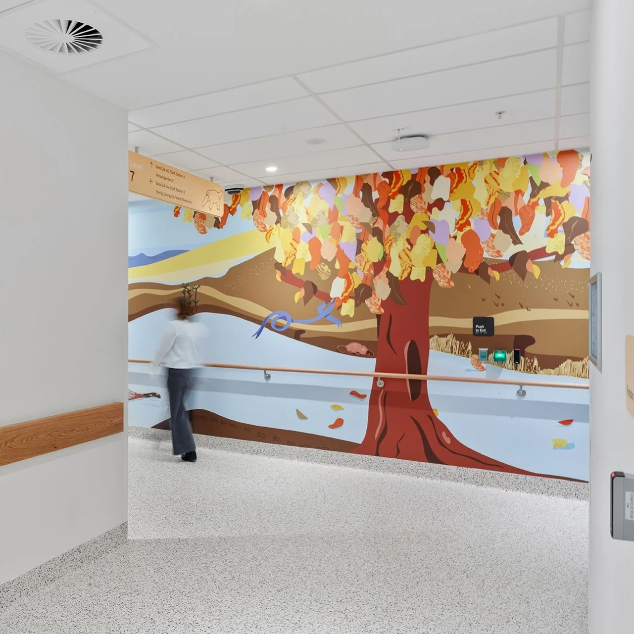 Co-creation as an approach to arts in health is foundational for wellbeing, and instrumental for belonging.

Along with an understanding of evidence-based design, co-created envirographics are well-suited to healthcare. One drawing from a child when 