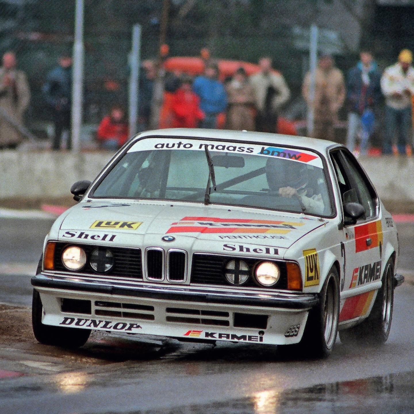 The Kamei BMW 635 csi raced by Kurt K&ouml;nig at the Bergischer L&ouml;we in Zolder, second round of the 1987 Deutsche Tourenwagen Meisterschaft. The old lady would finish 12th of a rainy race won by Marc Hessel with the Zakspeed BMW M3. The first p