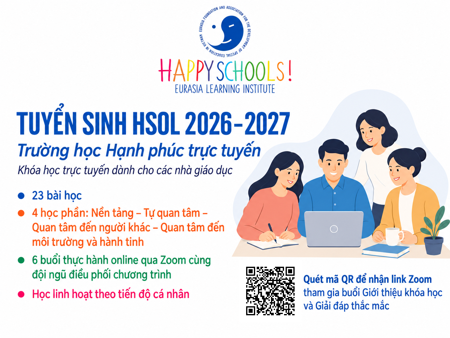 [VN] TUYỂN SINH TRƯỜNG HỌC HẠNH PHÚC TRỰC TUYẾN KHOÁ 3 (HSOL) 2026-2027