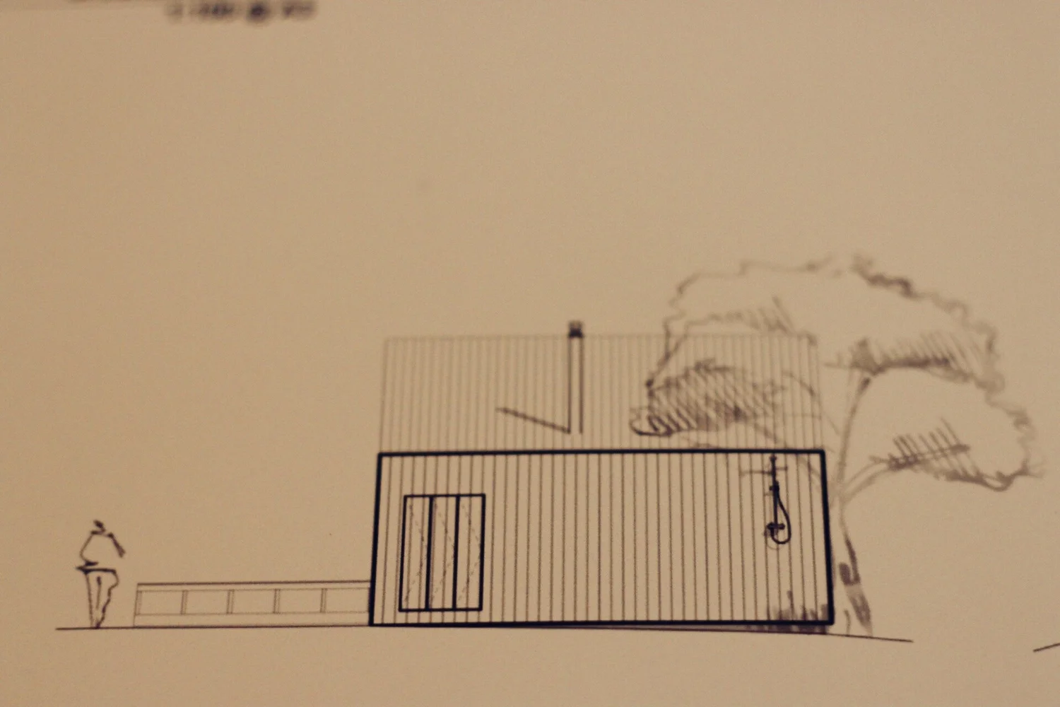Tasmanian Garden Studio — hand-drawn elevation