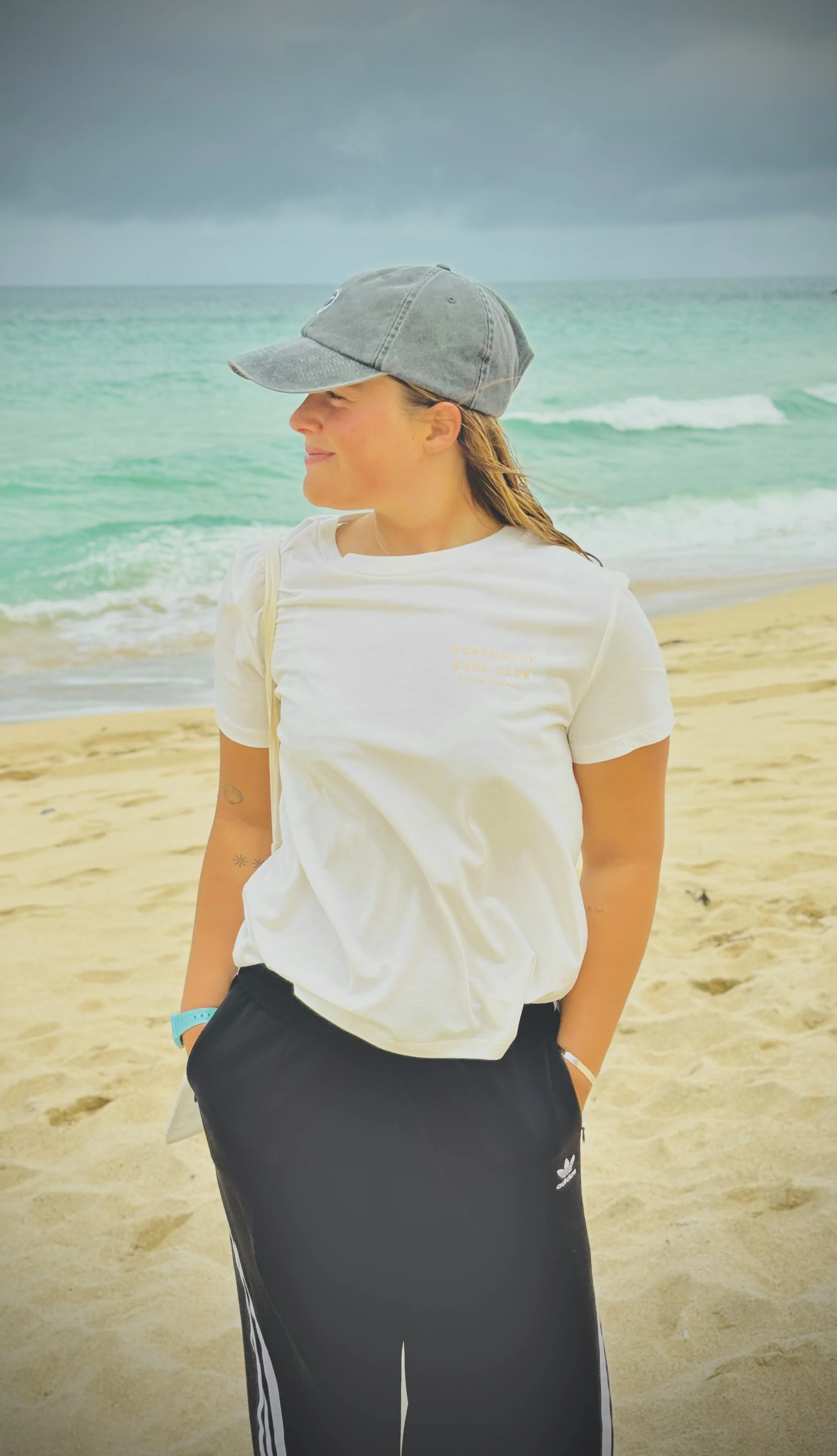 Porthmeor Surf Club- Ladies Tee- Off White