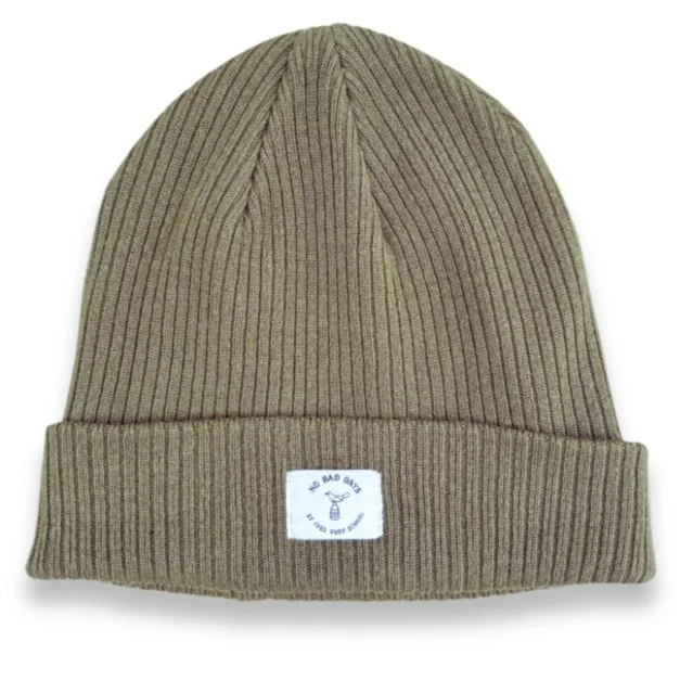 'No Bad Days' - Organic Cotton Beanie - Olive Green