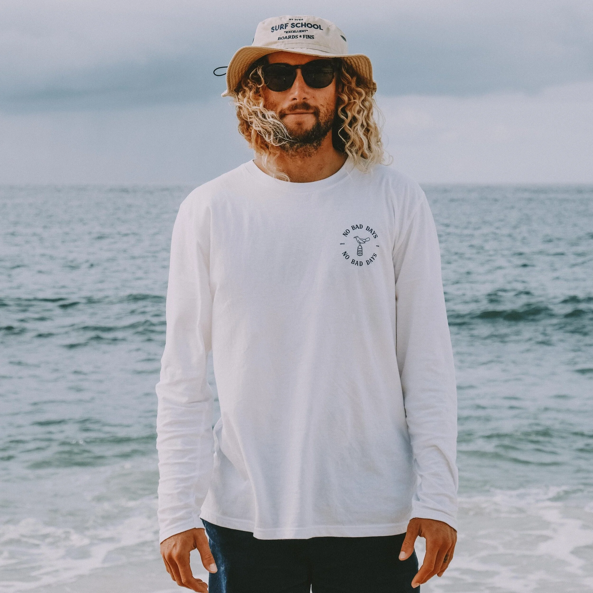 'No Bad Days' Organic Long Sleeve Tee - White