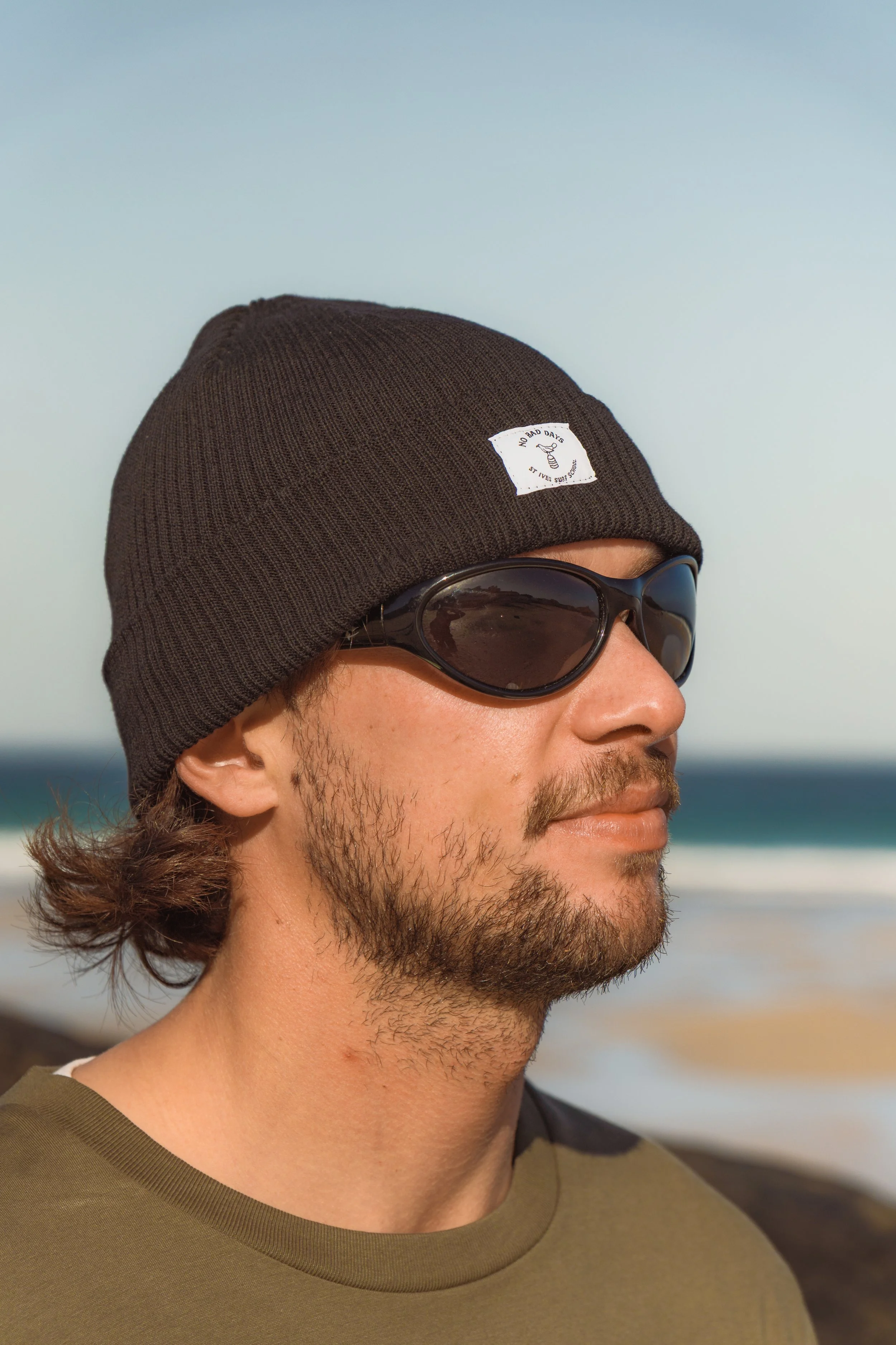 'No Bad Days' - Organic Cotton Beanie - Black