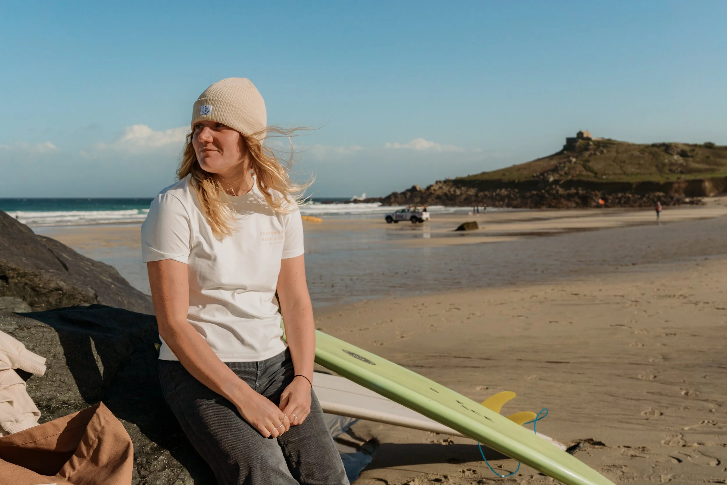 Porthmeor Surf Club- Ladies Tee- Off White