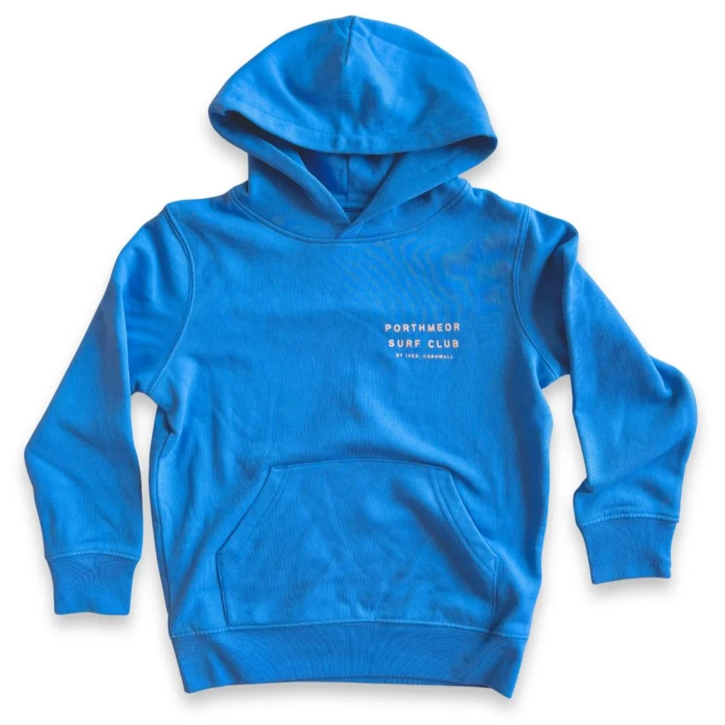 Porthmeor Surf Club- Kids Hoodie- Bright Blue