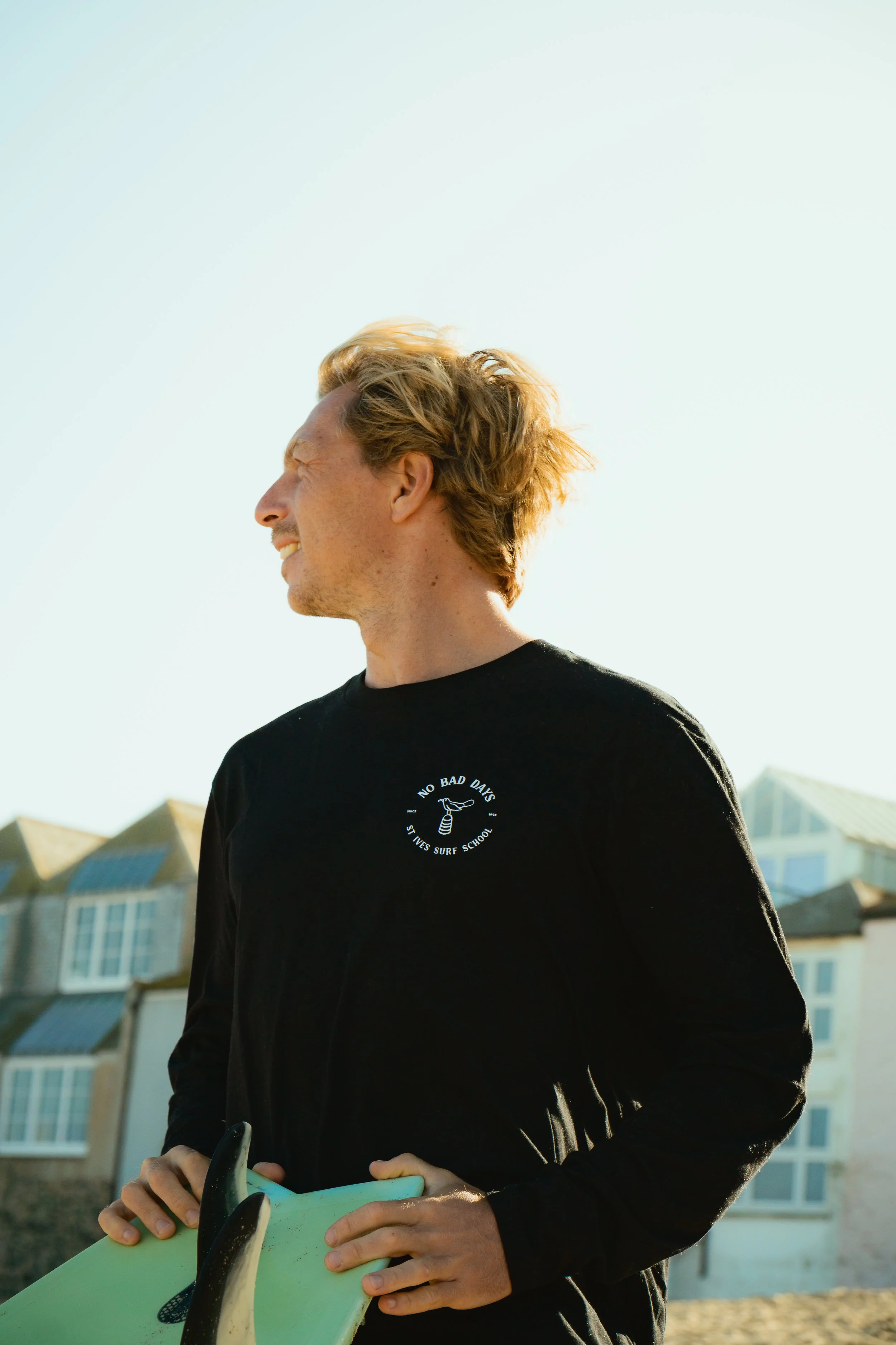 'No Bad Days' Organic Long Sleeve Tee - Black