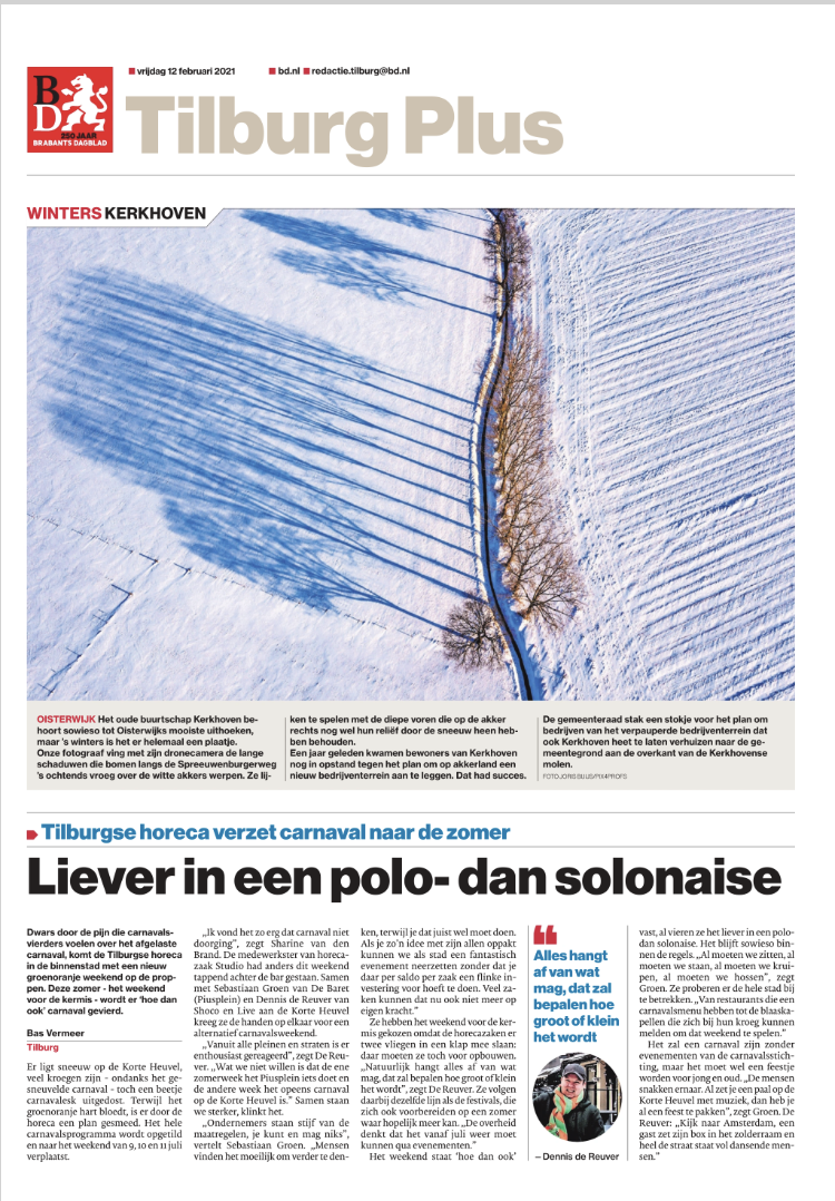 Bomenrij in Oisterwijk, voorpagina van de Tilburg editie