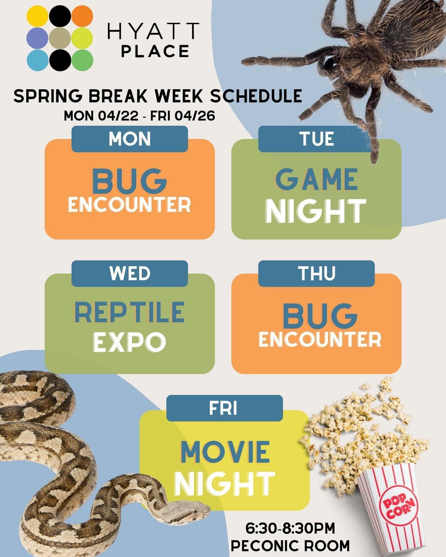 Still looking for where you&rsquo;ll spend your Spring Break? Look no further&hellip; @hyattplaceeastend has some amazing events planned for you and your family! 🐍🕷️🍿🎥

#springbreak #hyattplaceeastend #thehyatt #stayandplay #longisland #discoverl