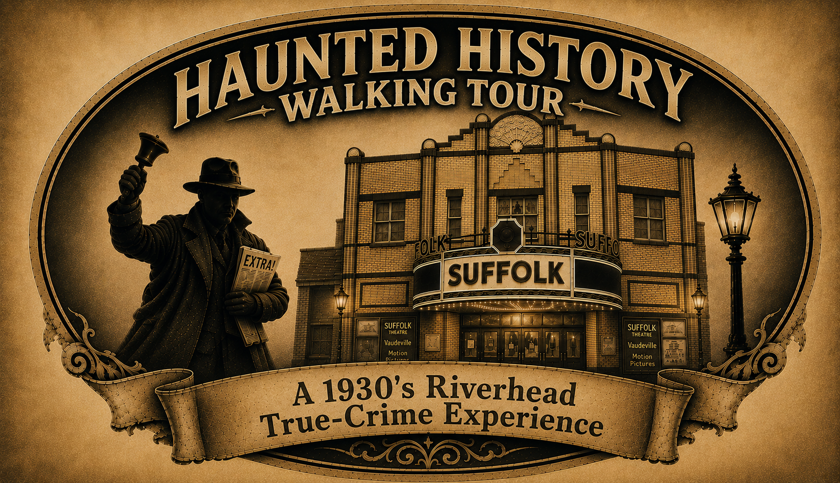 Haunted History Walking Tour: A 1930’s Riverhead True-Crime Experience