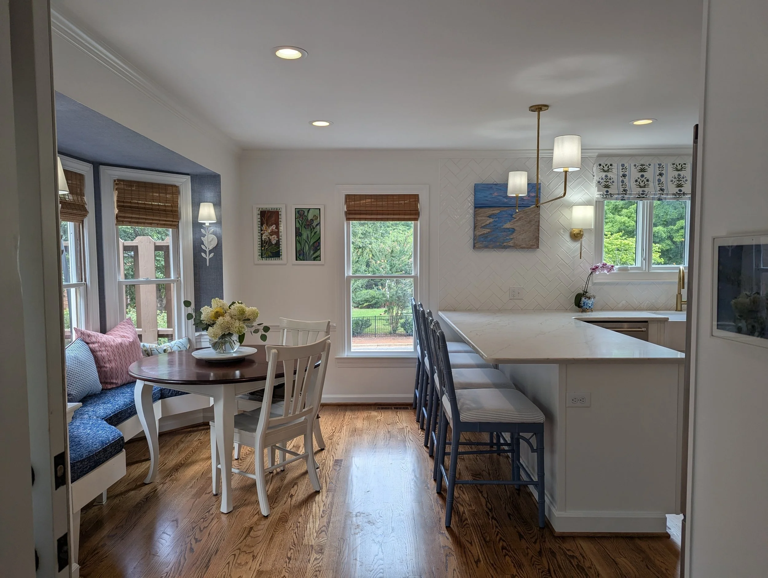 blue and white grandmillenial kitchen remodel