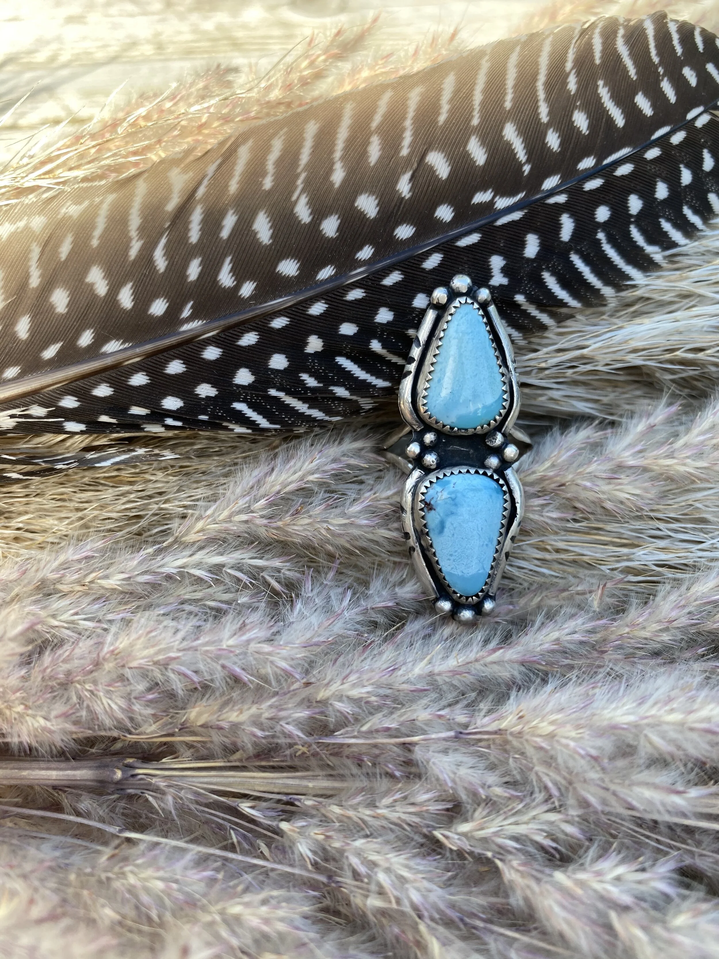 Floral Double Turquoise Ring