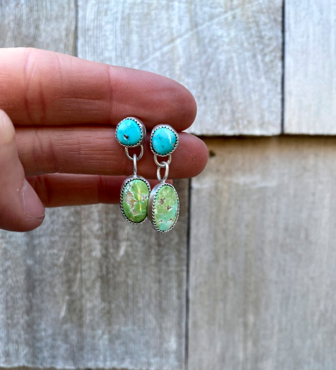 Double Stone Drop Earrings