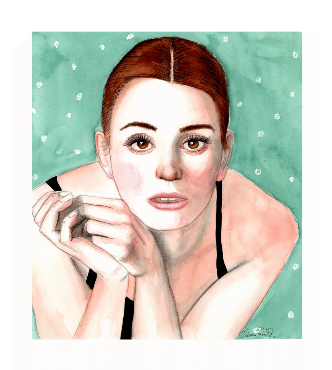 Girl in Green Background - Print
