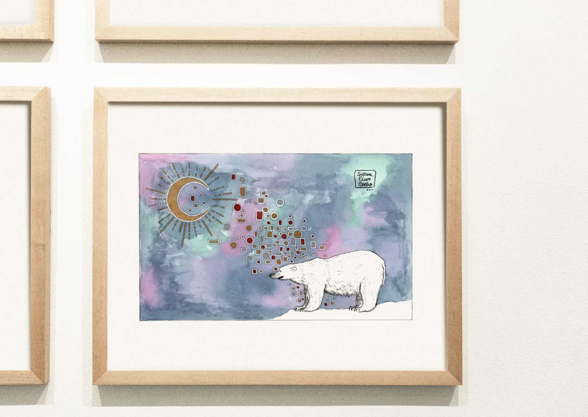 Collection of colorful art pieces on the wall