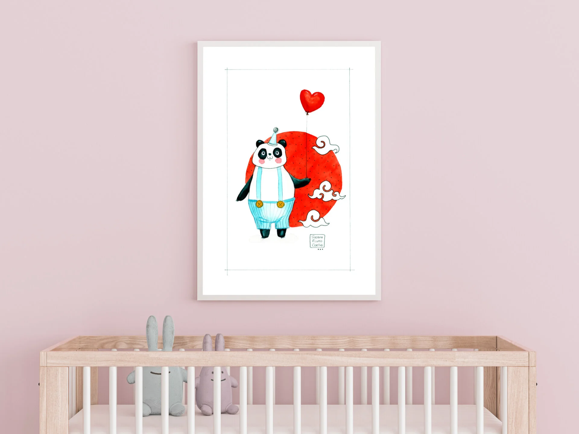 Empty photo frame for mockup in children room