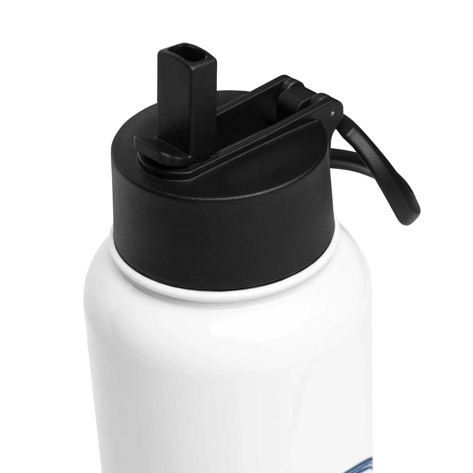 Stainless Steel Water Bottle with a Straw Lid Navy Logo