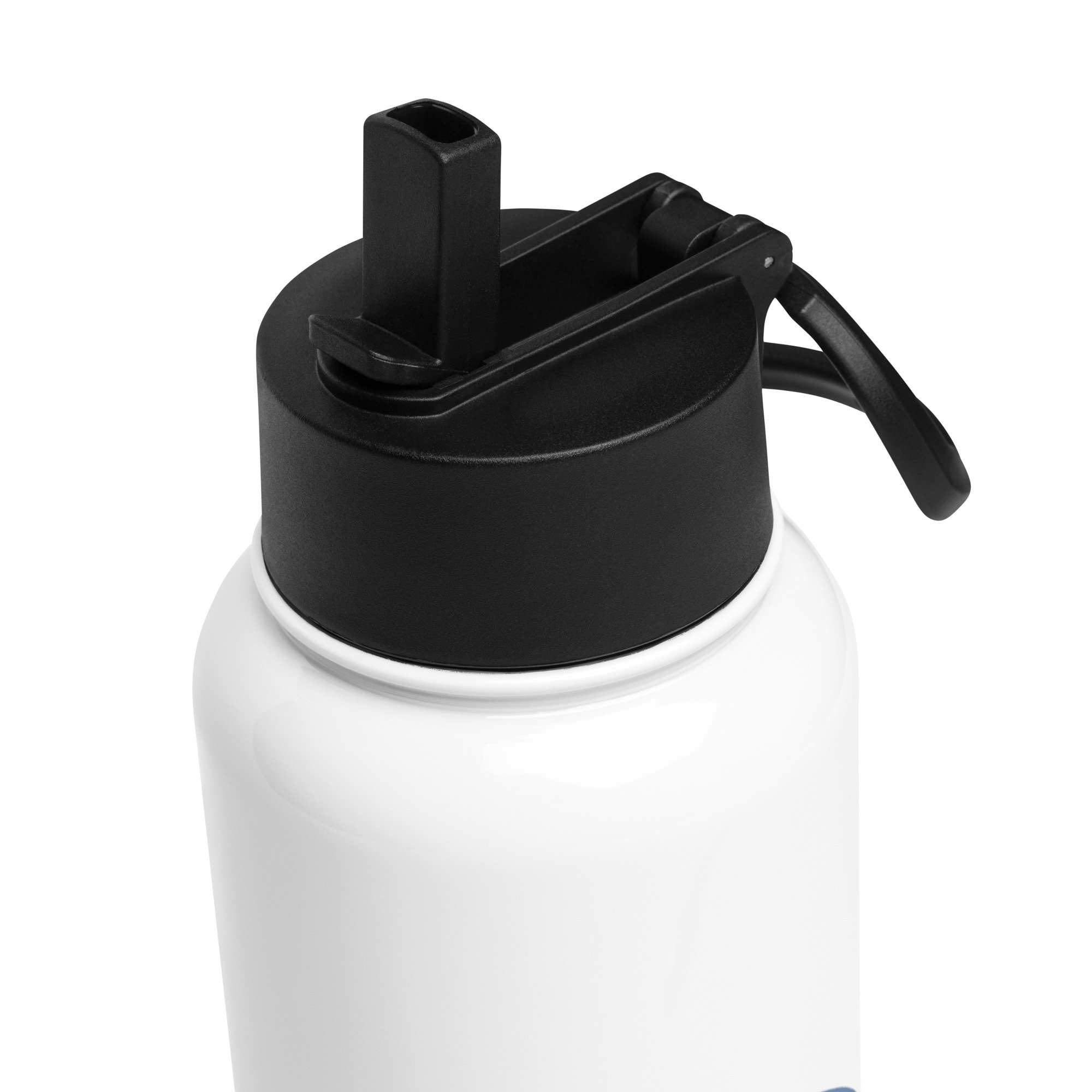 Stainless Steel Water Bottle with a Straw Lid Muted Navy Logo