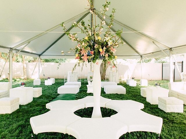 A tent full of white lounge furniture mixed with these AMAZING florals made for a beautiful (surprise!) wedding!
.
.
.
#ALNevents #eventplanning #eventplannerokc #socialevents #corporateevents #partyplanner 
#ALNweddings #okcweddings #weddingplanner 