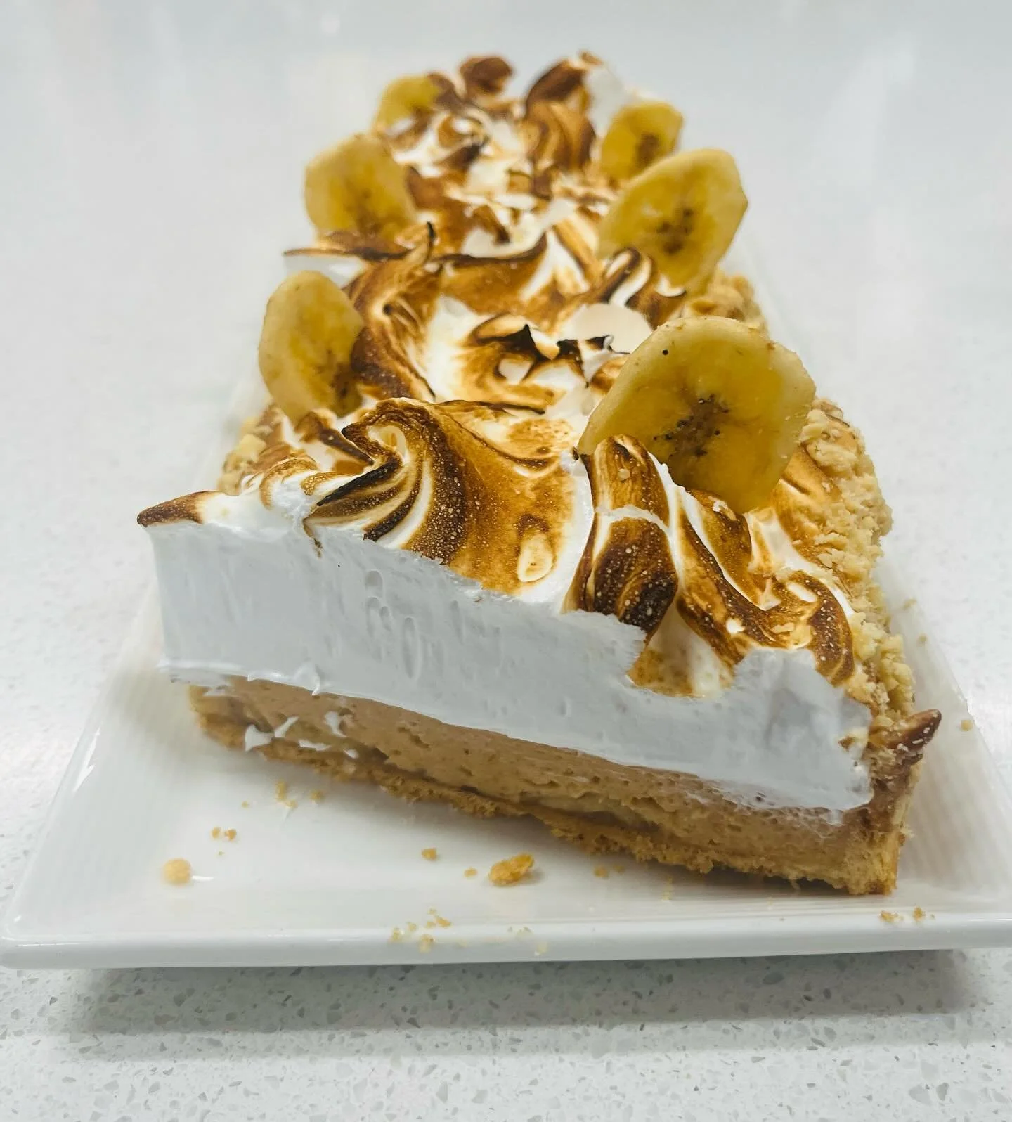 Childhood nostalgia, our &ldquo;Fluffernutter&rdquo; nutter tart. Shortbread crust, brown sugar bananas, honey peanut butter mousse and a toasted fluffy meringue. 

#desserts #boulderlife #bouldercolorado #boulderbakery #community #5280eats #buylocal