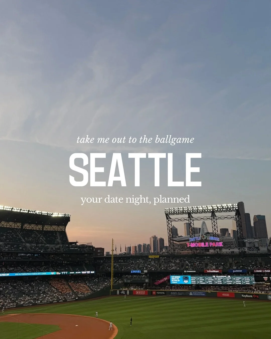 Date night, but make it Seattle Mariners game night ⚾️✨
This is exactly how we&rsquo;d do it (feel free to steal our tried-and-true lineup): skyline and Puget Sound views, a beautiful bite and a shaken cocktail, the city buzzing and electric for the 